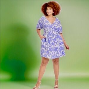 NWT -A New Day Women's Balloon Short Sleeve Mini Wrap Dress, size Lg